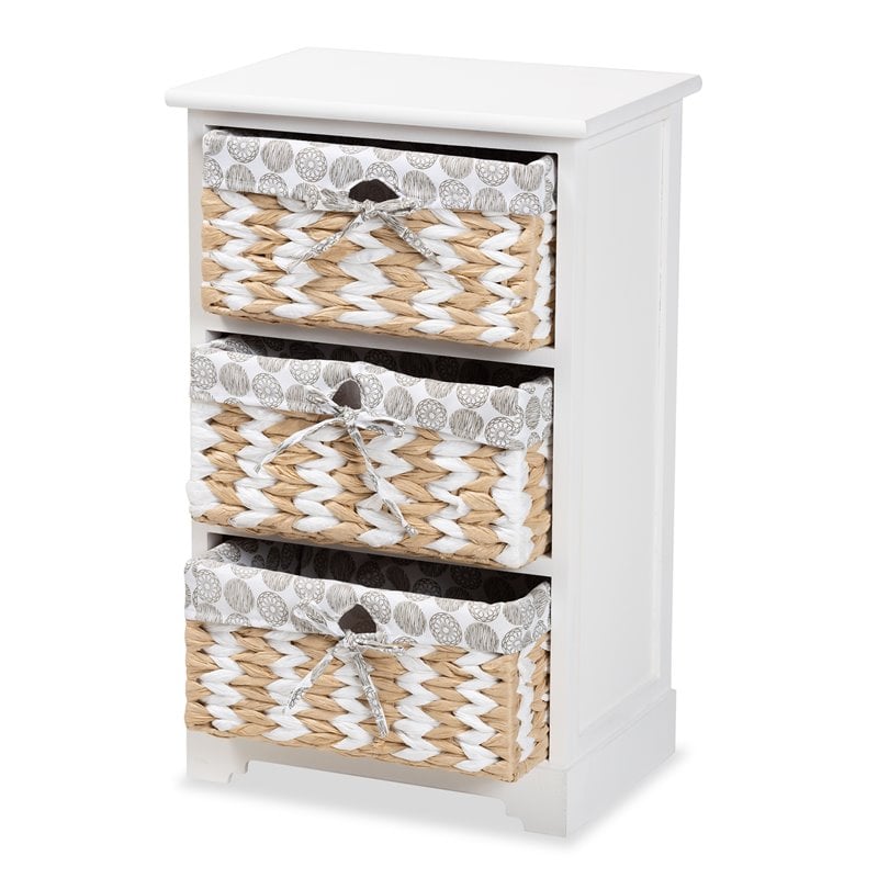 Baxton Studio Rianne White Finished Wood 3-Basket Storage Unit