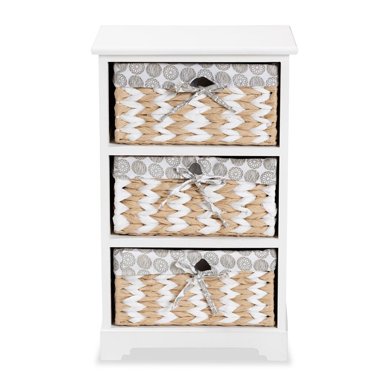 Baxton Studio Rianne White Finished Wood 3-Basket Storage Unit