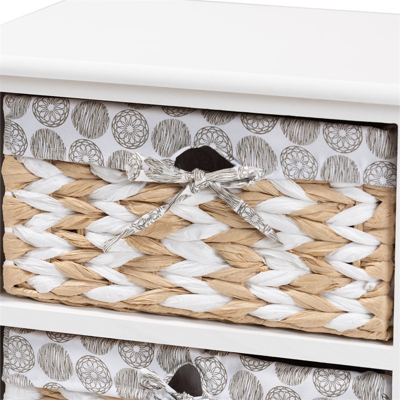 Baxton Studio Rianne White Finished Wood 3-Basket Storage Unit