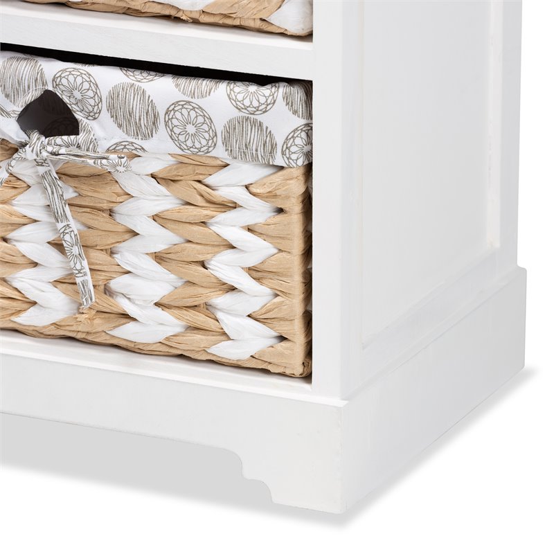 Baxton Studio Rianne White Finished Wood 3-Basket Storage Unit