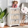 Baxton Studio Rianne White Finished Wood 3-Basket Storage Unit