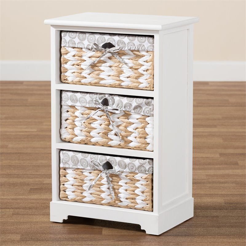 Baxton Studio Rianne White Finished Wood 3-Basket Storage Unit