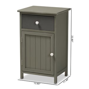 baxton studio barend gray and charcoal finished wood 1-drawer storage cabinet