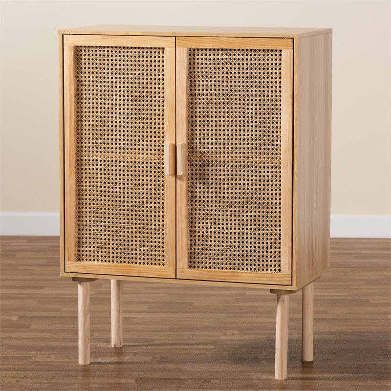 Baxton Studio Maclean Natural Brown Finished Wood 2-Door Storage Cabinet