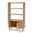 Baxton Studio Faulkner Natural Brown Finished Wood and Rattan 2-Door Bookcase
