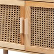 Baxton Studio Faulkner Natural Brown Finished Wood and Rattan 2-Door Bookcase