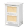 Baxton Studio Sariah White Finished Wood and Rattan 2-Door End Table