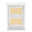 Baxton Studio Sariah White Finished Wood and Rattan 2-Door End Table
