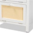 Baxton Studio Sariah White Finished Wood and Rattan 2-Door End Table
