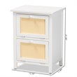 Baxton Studio Sariah White Finished Wood and Rattan 2-Door End Table