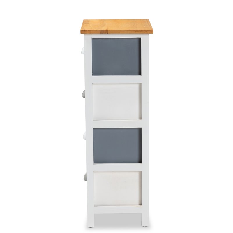 Baxton Studio Calandra Oak Brown and Multi-Colored Wood 4-Drawer Storage Unit