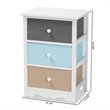 Baxton Studio Kalila White and Multi-Colored Finished Wood 3-Drawer End Table