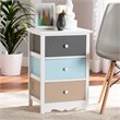 Baxton Studio Kalila White and Multi-Colored Finished Wood 3-Drawer End Table