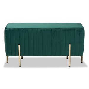 baxton studio helaine green fabric upholstered and gold metal bench ottoman