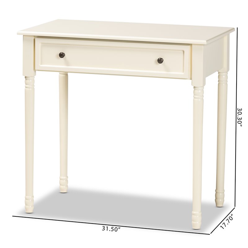 Baxton Studio Mahler White Finished Wood 1-Drawer Console Table
