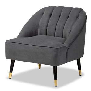 baxton studio ellard grey and dark brown and gold finished wood accent chair