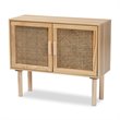 Baxton Studio Maclean Rattan and Brown Finished Wood 2-Door Sideboard Buffet