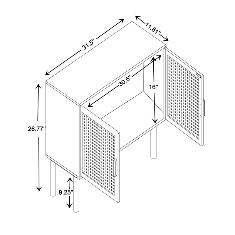 Baxton Studio Maclean Rattan and Brown Finished Wood 2-Door Sideboard Buffet