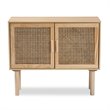 Baxton Studio Maclean Rattan and Brown Finished Wood 2-Door Sideboard Buffet