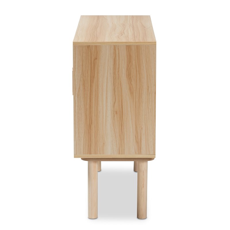 Baxton Studio Maclean Rattan and Brown Finished Wood 2-Door Sideboard Buffet