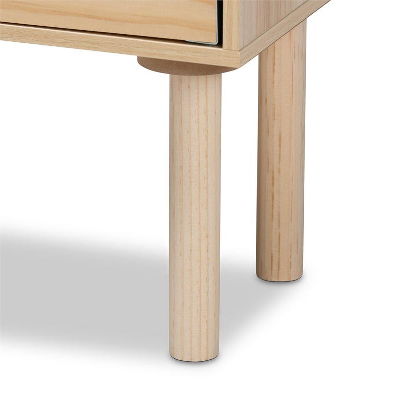 Baxton Studio Maclean Rattan and Brown Finished Wood 2-Door Sideboard Buffet