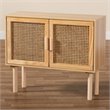 Baxton Studio Maclean Rattan and Brown Finished Wood 2-Door Sideboard Buffet