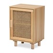 Baxton Studio Maclean Rattan and Natural Brown Finished Wood 1-Door End Table