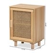 Baxton Studio Maclean Rattan and Natural Brown Finished Wood 1-Door End Table