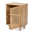 Baxton Studio Maclean Rattan and Natural Brown Finished Wood 1-Door End Table