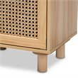 Baxton Studio Maclean Rattan and Natural Brown Finished Wood 1-Door End Table