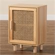 Baxton Studio Maclean Rattan and Natural Brown Finished Wood 1-Door End Table