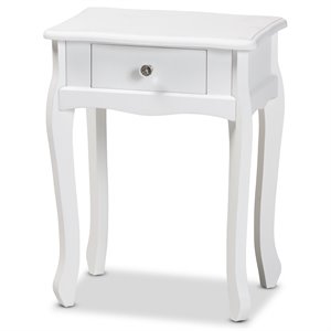 baxton studio peterson white finished wood 1-drawer nightstand