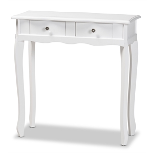 baxton studio peterson white finished wood 2-drawer console table