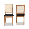 Baxton Studio Idris Black and Oak brown 2-Piece Rattan Wood Dining Chair Set