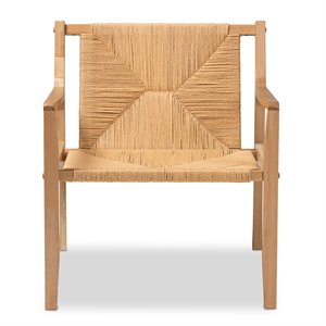 baxton studio delaney oak brown finished wood and hemp accent chair
