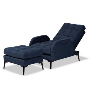 baxton studio belden blue and black 2-piece lounge chair and ottoman set
