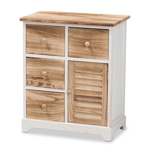 baxton studio gella rustic white and  brown finished wood 4-drawer storage unit
