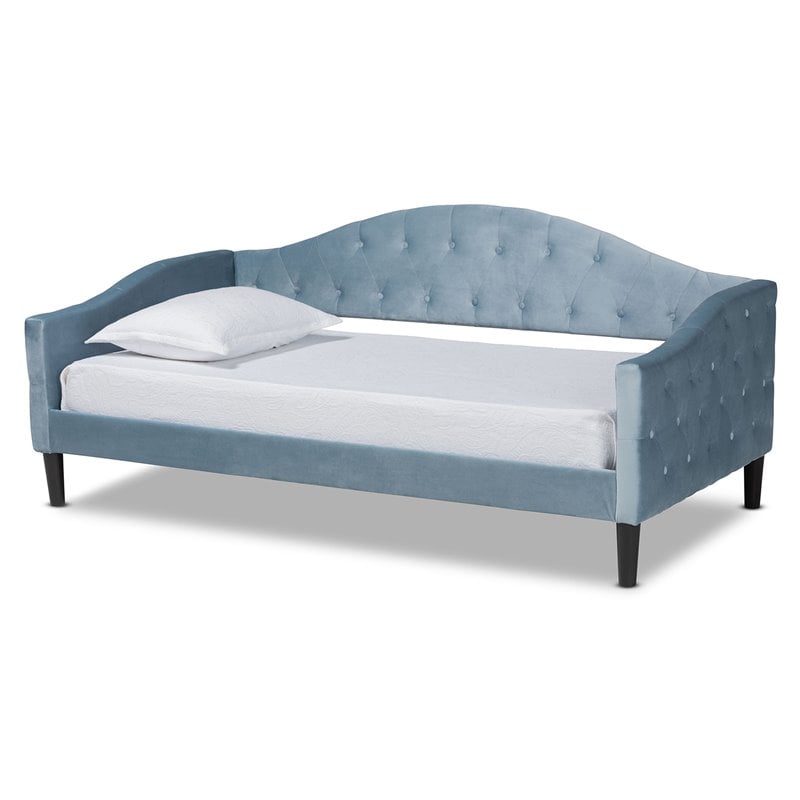 Baxton Studio Benjamin Light Blue and Dark Brown Finished Wood Full Size Daybed