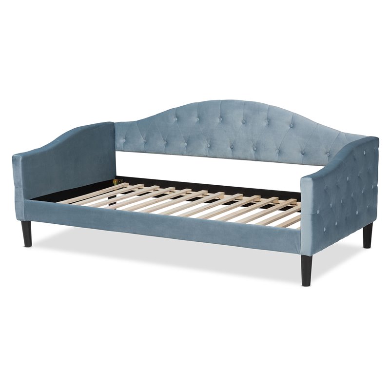 Baxton Studio Benjamin Light Blue and Dark Brown Finished Wood Full Size Daybed