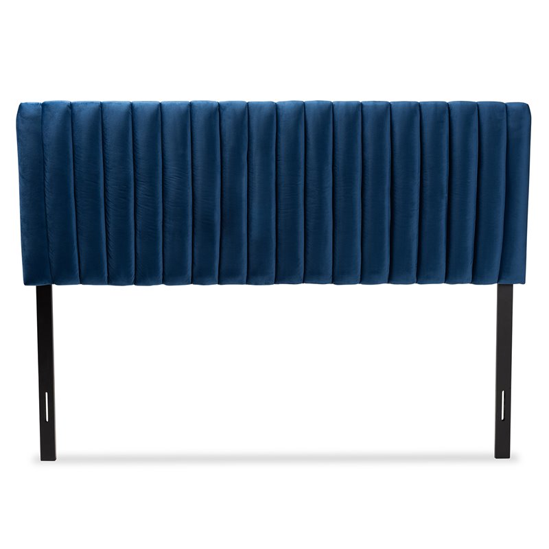 Baxton Studio Emile Navy Blue and Dark Brown Finished Wood Full Size Headboard