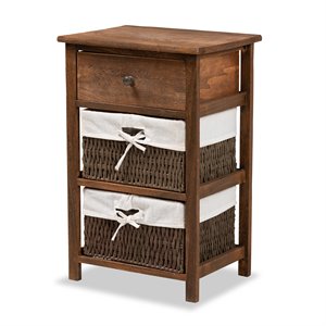 baxton studio cade walnut brown finished wood and 1-drawer nightstand