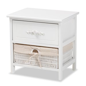 baxton studio madelia white finished wood and 1-drawer nightstand