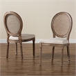 Baxton Studio Louis Beige and Brown Finished Wood Dining Chair Set with Rattan