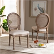 Baxton Studio Louis Beige and Brown Finished Wood Dining Chair Set with Rattan