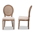 Baxton Studio Louis Beige and Brown Finished Wood Dining Chair Set with Rattan