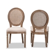 Baxton Studio Louis Beige and Brown Finished Wood Dining Chair Set with Rattan