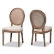 Baxton Studio Louis Beige and Brown Finished Wood Dining Chair Set with Rattan