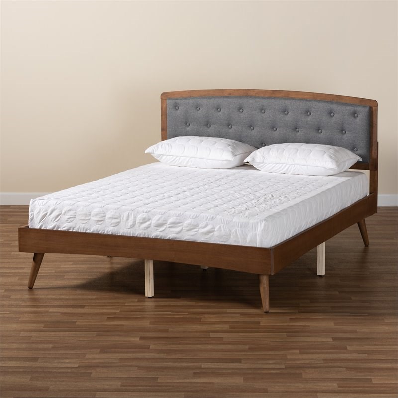 Baxton Studio Ratana Grey and Walnut Brown Finished Wood Full Size Platform Bed