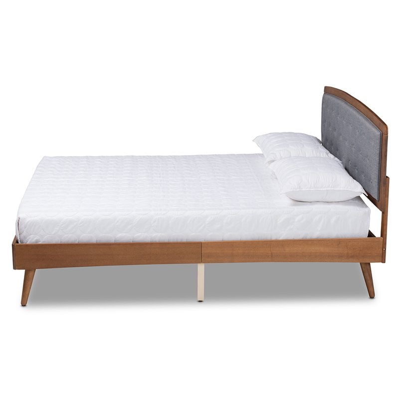 Baxton Studio Ratana Grey and Walnut Brown Finished Wood King Size Platform Bed