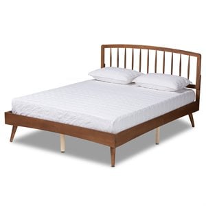 baxton studio paton walnut brown finished wood queen size platform bed